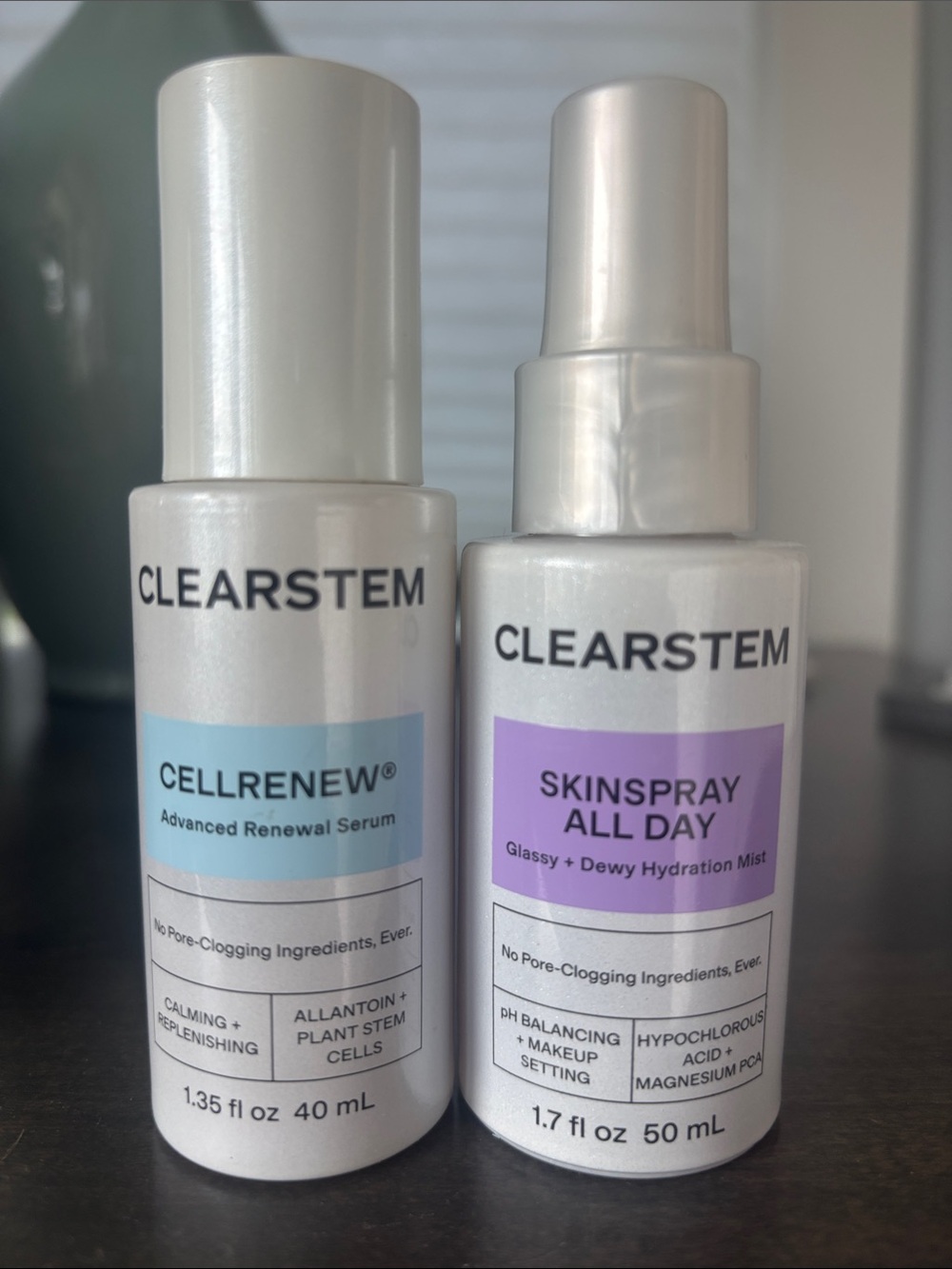 CLEARSTEM CellRenew Advanced Renewal Serum — and skin spray all day